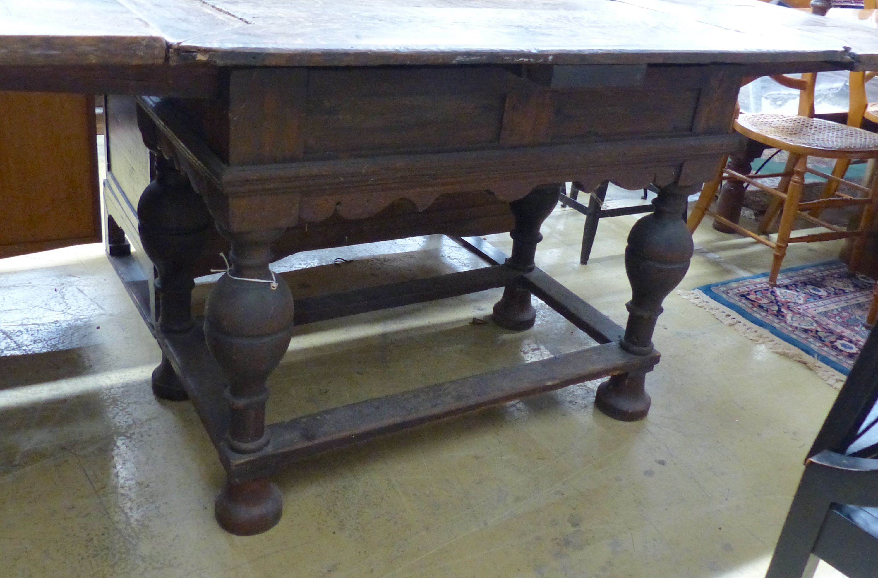 A 19th century Dutch oak extending refectory table, 212cm extended, width 76cm, height 81cm